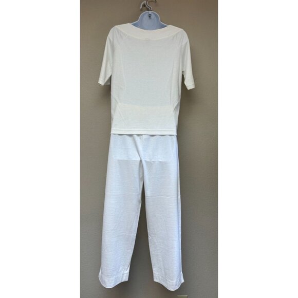 Peruvian Connection Pant Set Pima Cotton White Top is Medium Pants are Small NEW - Picture 5 of 15